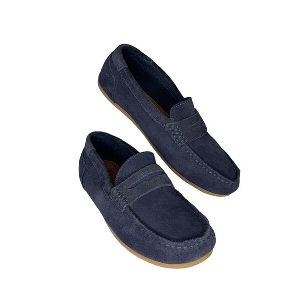 Zara Loafers Blue Suede Size 36 Flat Slip On - Picture 1 of 11